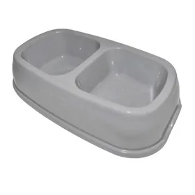 Comparer les prix de Ecuelle double bol 2 x 200 ml gris en plastique pour chat - animallparadise