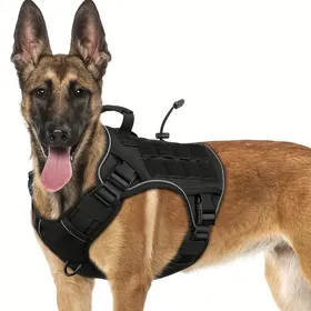 Meilleurs prix pour Harnais Tactique pour Chien Anti-traction Réglable avec Poignée Gilet Militaire Réfléchissant Pour Grands Chiens Labrador (black,XL) noir