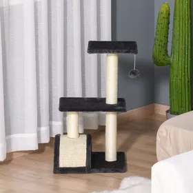 Comparer les prix de Arbre à chat arbre à grimper avec griffoir pour chat hauteur 72 cm balle suspendue tour de jeux dintérieur gris foncé