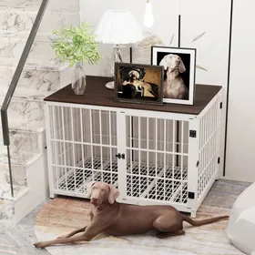 Meilleurs prix pour Cage pour Chien XL Grande Taille 107 x 71 x 81 cm Caisse pour Chiens 3 Portes en Bois et Métal - Noir