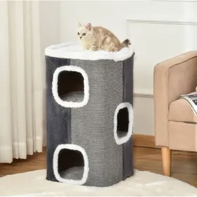 Comparer les prix de Arbre à chat 3 niveaux avec sisal, gris et blanc