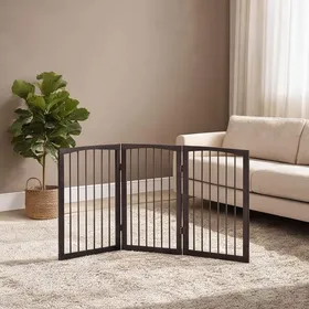 Meilleurs prix pour Barrière de sécurité pliable en MDF effet bois marron extensible jusquà 160 cm 3 panneaux modulables pour intérieur