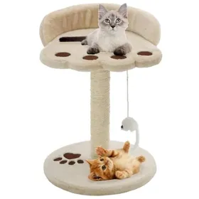 Comparer les prix de Arbre à chat - FYDUN - 40 cm - Beige et Marron - Griffoir en sisal - Avec jouet suspendu