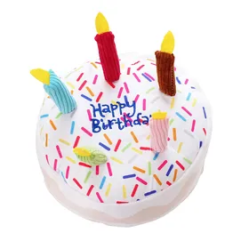 Comparer les prix de Gâteau d'anniversaire en peluche - Jouet à mâcher doux et amusant pour chiens et chats - 20 x 21 cm white