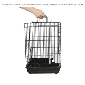 Comparer les prix de Cage à oiseaux - FASIKE - 40 x 40 x 58 cm - Noir - Pour perroquets et canaris - Montage facile