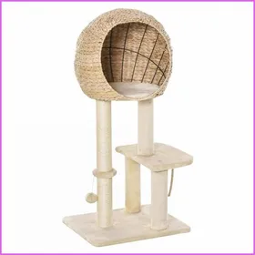 Comparer les prix de Kratzbaum pour chat - Sunjet - Avec caverne jouet à balle & sisal 100 cm - Beige