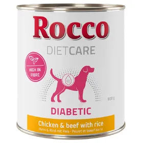 Meilleurs prix pour Rocco Diet Care Diabetic poulet, bœuf, riz 800 g pour chien 6 x 800 g