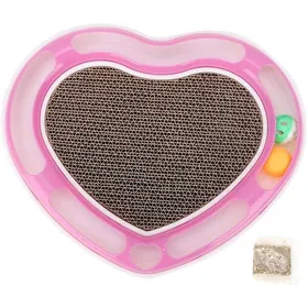 Meilleurs prix pour 1 Attrape-chat forme cœur clochette rose grattoir intégré jeu et repos pour chat .