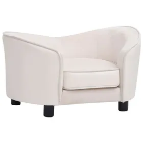 Comparer les prix de Vidaxl Canapé Pour Chien Crème 69x49x40 Cm Peluche Et Similicuir