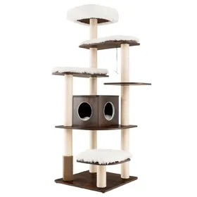Comparer les prix de CostwayArbre à Chat avec Plateformes et Colonnes en Sisal Griffoir Pour Chat Géant de Hauteur 175 cm Café