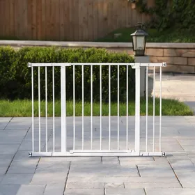 Meilleurs prix pour Barrière de sécurité extensible pour porte ou escalier métal blanc fixation sans perçage 76-107 cm