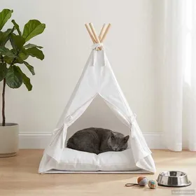 Meilleurs prix pour Blanc Teepee pour animaux de compagnie avec coussin 40 x 40 x 50 cm - Look moderne et épuré{5005}
