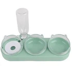 Comparer les prix de Gamelle Chat Chiot Distributeur Fontaine à eau Écuelle Animal 3 en 1 Plastique Antidérapant- Vert