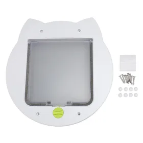 Meilleurs prix pour Chatière Porte Transparente Silencieuse Résistante à l'Usure Verrouillable 2 Sens Chat Porte Intérieure Extérieure pour Animaux de Compagnie Chats white