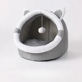 Meilleurs prix pour Hiver Chaud Net Rouge Fournitures pour Chat Nid Oreilles de Chat Rond Semi-Fermé Nid pour Chat Nid pour Chien Amovible et Lavable Nid pour Chat S black