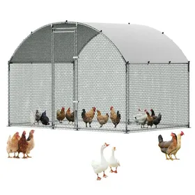 Comparer les prix de Enclos poulailler extérieur 3 x 2 x 2 m acier galvanisé et grillage PVC bâche PE toit arrondi et porte avec loquet