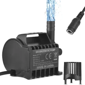 Comparer les prix de Pompe à eau Submersible 12V, petite pompe de fontaine électrique 360L/H avec levage maximum de 9,2 pieds, 6,5 pieds DC femelle QR75C noir
