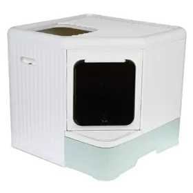 Comparer les prix de Maison de toilette Hop-In de kooa en éco-plastique blanc/menthe pour chat