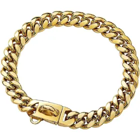 Meilleurs prix pour Collier Robuste en Métal Solide Chaîne Cubaine pour Chien Collier pour Animaux en Acier Inoxydable Pour Grands Chiens Pitbull Bulldog Argent Or Collier d'Exposition (as the picture,14inch (35.5cm))