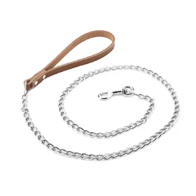 Meilleurs prix pour Laisse pour chien en métal  Corde de collier  Sangle avec poignée en PU (Noir)