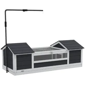 Meilleurs prix pour PawHut Maison tortue terrestre extérieure enclos tortue 2 niches support de lampe réglable bois massif 120 x 56,5 x 43 cm gris