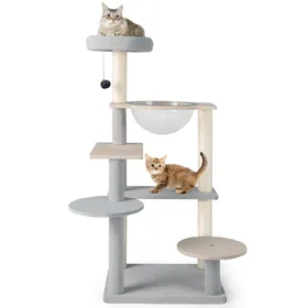 Meilleurs prix pour CostwayArbre à Chat Moderne Tour pour Chat Multi-Niveaux de 113 cm Perchoir Supérieur Rembourré Amovible Poteaux à Gratter en Sisal Naturel
