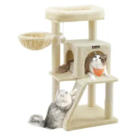 Comparer les prix de Songmics Kratzbaum grosse Plattform beige Plüsch (96 cm, Beige), Arbre à chat