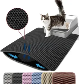 Comparer les prix de Tapis à Litière pour Chat Double Couche Animal de Compagnie Antidérapant Grande Litière pour Animal de Compagnie Tapis Filtre Résistant à l'Usure Imperméable Antidérapant Tapis à Litière pour Chat (Black,45x60cm)