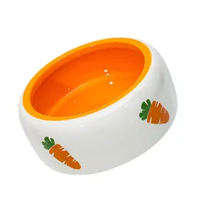 Meilleurs prix pour Céramique   Bol Alimentaire Robuste Bols Lapin Bas   Lavable Design Carotte Gamelle Animale