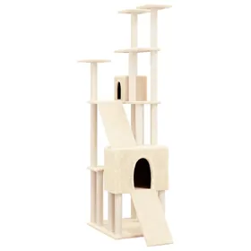 Meilleurs prix pour Arbre à chat meuble tour grimper jouet grattage grattoir escalade plateforme avec griffoirs en sisal 190 cm crème 02_0022507