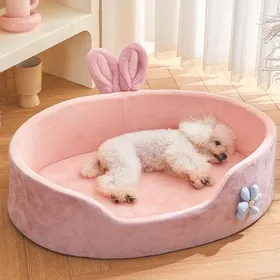 Meilleurs prix pour Lit pour chien, niche lavable, quatre saisons, grand canapé pour animaux de compagnie, en velours épais, coussin de sommeil profond, tapis pour chiots de petite et grande taille XL 75X50X19cm beige