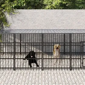 Meilleurs prix pour Chenil d'extérieur avec toit pour chiens Acier 16,89 m² Mothinessto LY3970