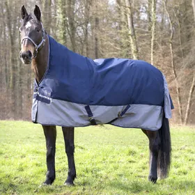 Meilleurs prix pour Equithème Tyrex 600D 150g High Neck - bleu marine/gris