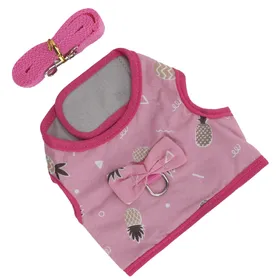 Meilleurs prix pour Petit Harnais Laisse pour Animal de Compagnie Mignon Respirant Réglable Veste pour Lapins Corde de Traction pour Hamster Chat Cochon d'Inde M pink