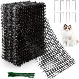 Comparer les prix de Lot de 15 Grilles Anti-Chats 40 x 20 cm Noir Tapis Anti-Chat Répulsif Chat avec 8 Picots U et 20 Colliers de Serrage pour