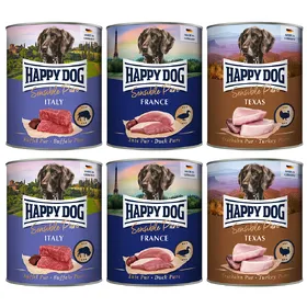 Meilleurs prix pour Happy Dog Sensible Pure 6 x 800 g - lot mixte (pure dinde, pur buffle, pur canard)