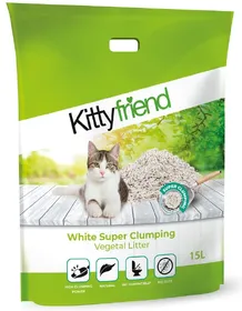 Meilleurs prix pour KITTY FRIEND WHITE SUPER CLUMPING Litière blanche végétale pour chat - Lot de 2x 15L