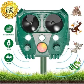 Meilleurs prix pour Répulsif solaire ultrasonique pour animaux répulsif effrayant pour chats répulsif pour martres avec détecteur de mouvement et flash