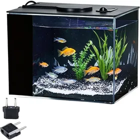 Comparer les prix de Kit complet pour petit aquarium en acrylique avec éclairage LED 3 couleurs supports filtrants et pompe filtrante pour petits