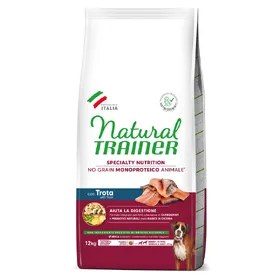 Meilleurs prix pour Natural Trainer Sans Céréales Adult Medium & Maxi à la Truite - lot économique : 2 x 12 kg