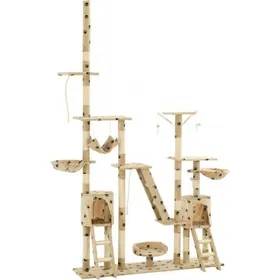 Comparer les prix de vidaXL Arbre à chat et griffoirs 230-250 cm Empreintes de pattes Beige