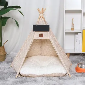 Meilleurs prix pour Chenil pour Chat, Tente pour Animaux Style Xiaoxiangfeng  Chenil pour Chiens de Petite et Moyenne Taille  Maisonnette Pliable S  (40 × 40 × 50cm) beige