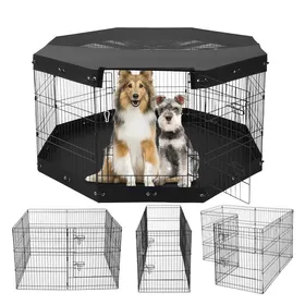 Meilleurs prix pour Parc pour Chien 160x160x76 cm-VEVOR-Enclos Chat Chiot Pliable 8 Panneaux-Clôture dExercice en Métal avec Porte Tapis