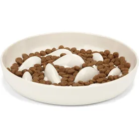 Comparer les prix de Gamelle Anti Glouton Chat Bol Régime Chat Alimentation Lente Plat Assiette Chaton avec Base Antidérapante Rond Blanc