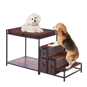 Comparer les prix de VEVOR Lit Superposé pour Animaux de Compagnie Chien Chat avec Escaliers Plusieurs Marches avec Rangement pour Utilisation Intérieure Maison Chambre Près du Chevet Fenêtre, Marron Foncé, Taille Moyenne