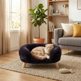 Meilleurs prix pour Canapé pour Chat Marron Corbeille Confortable et Résistante aux Griffures Lit pour Chat XPT043