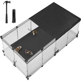 Comparer les prix de Parc Enclos Enclos pour Petits Animaux Panneaux Semi-Transparents Toile Respirante Tapis Imperméable pour Lapin 144 x 74x57cm