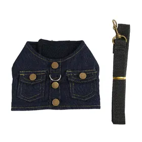 Meilleurs prix pour Harnais Veste en Jean pour Chien Doux Confortable Respirant Veste en Denim pour Chien avec Laisse en Nylon pour Animal de Compagnie L(for 6.5-9kg)