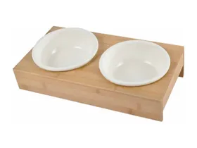 Meilleurs prix pour Lot de 2 Gamelles Chien & Chat Bambou 37cm Blanc