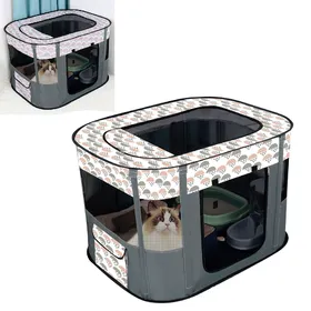 Comparer les prix de Maison pour chat pliable Fenêtre de toit amovible Respirante Salle d'accouchement pour chat Parc pour chien pour fournitures pour animaux de compagnie XL 110x85x60cm / 43.3x33.5x23.6in grise